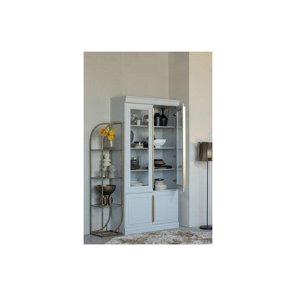 Svetlo siva vitrina iz masivnega bora 110x215x44 cm Organize – WOOOD-image-1