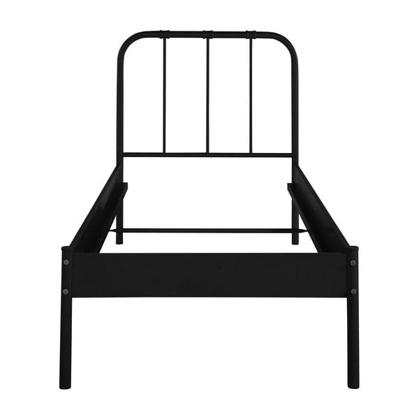 Črna kovinska postelja brez letvenega dna 90x200 cm Aaron – Støraa-image-2