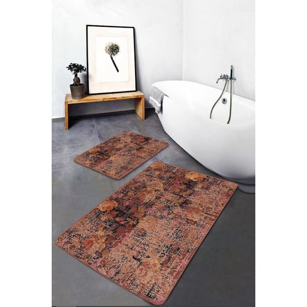 Rjave žametne kopalniške preproge v kompletu 2 ks 60x100 cm – Mila Home-image-3