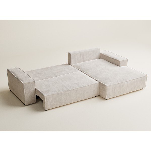 Kremno bela raztegljiva/s prostorom za shranjevanje kotna sedežna garnitura iz šenilje (desni kot/z ležalnikom) Maze – Maison de Rêve-image-4