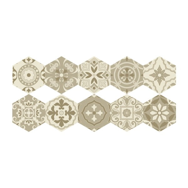 Komplet 10 talnih nalepk Ambiance Floor Stickers Hexagons, 40 x 90 cm