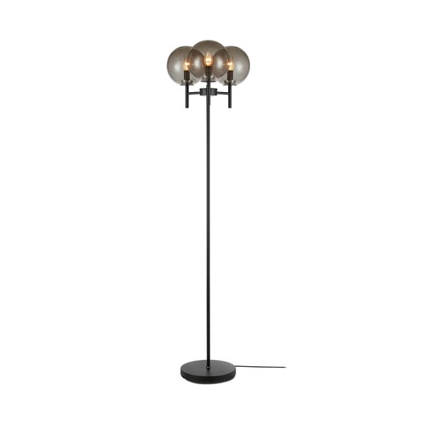 Črna prostostoječa svetilka v črni barvi Markslöjd Crown Floor 3L, višina 1,47 cm