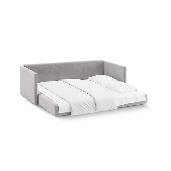 Svetlo siva žametna raztegljiva sedežna garnitura 209 cm Shannon – Cosmopolitan Design-image-3