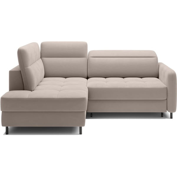 Svetlo rjava žametna raztegljiva/s prostorom za shranjevanje kotna sedežna garnitura (levi kot/v obliki črke L) Barea – ELTAP