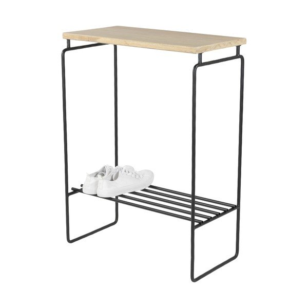 Črna/naravna stranska mizica s hrastovo mizno ploščo 29x57 cm Clint – Spinder Design-image-4