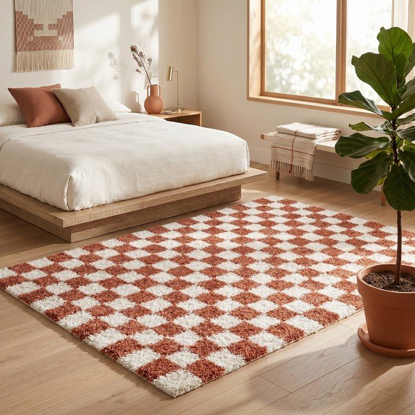 Kremno bela/v barvi terakote preproga 120x170 cm Grida – ESTE-image-3