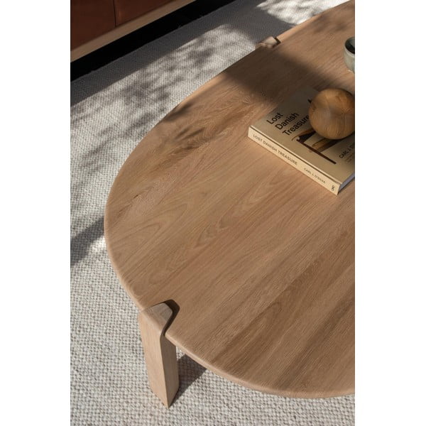 Klubska mizica iz masivnega hrasta v naravni barvi 100x180 cm Kulin – Gazzda-image-3