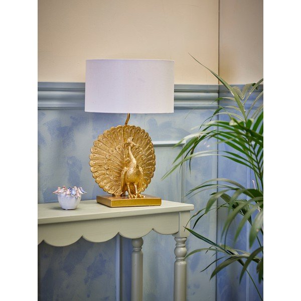 Namizna svetilka v zlati barvi s tekstilnim senčilom (višina 58,5 cm) Peacock – Bloomingville-image-1