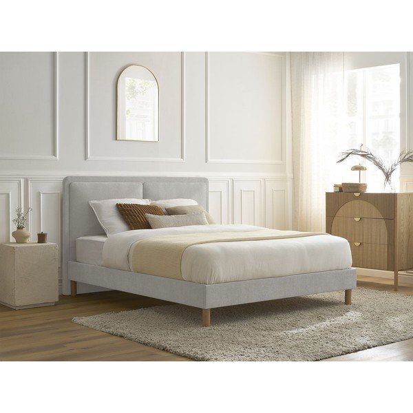 Siva oblazinjena oblazinjena zakonska postelja z letvenim dnom 140x190 cm Mara – Bobochic Paris-image-1