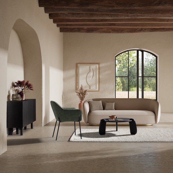 Črna okrogla klubska mizica iz masivnega manga ø 80 cm Tamira – MOME-image-1