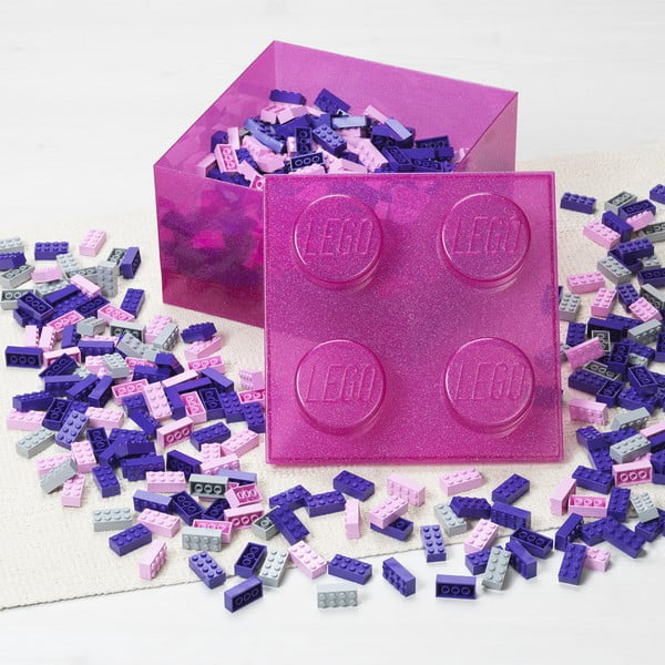 Rožnata plastična otroška škatla za shranjevanje 25x25x18 cm – LEGO®-image-3