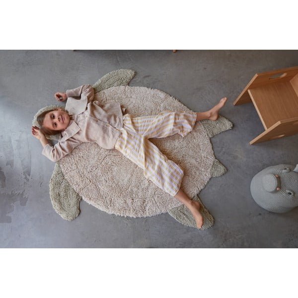 Bež pralna ročno tkana bombažna otroška preproga 110x130 cm Sea Turtle – Lorena Canals-image-4