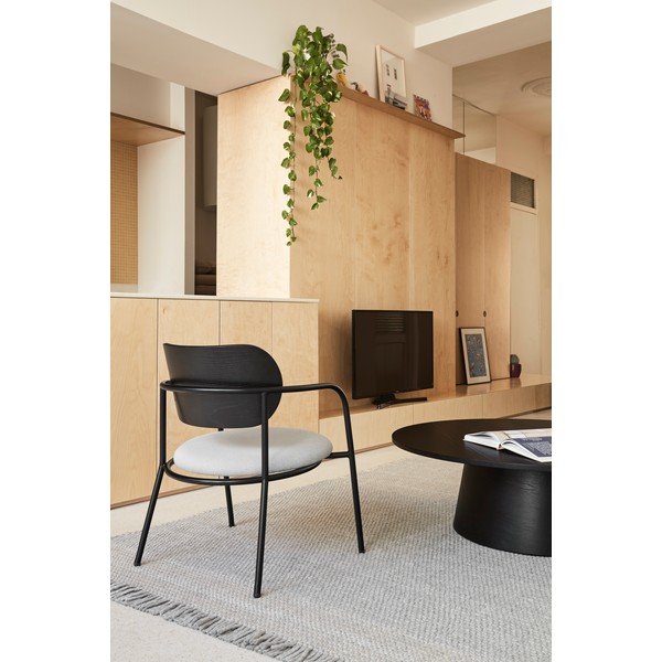 Črno-siv fotelj v jesenovem dekorju Eclipse - Teulat-image-1