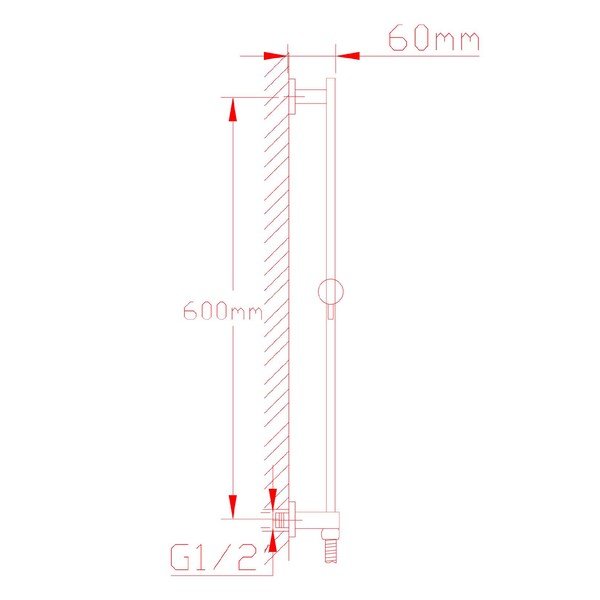 Medeninast stenski drog za tuš v sijajno srebrni barvi z drsnim nosilcem in odtokom za vodo 66 cm Nancy – Sapho-image-3