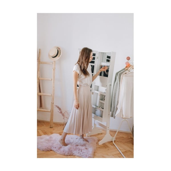 Bela stoječa škatla za nakit z ogledalom in LED osvetlitvijo Bonami Essentials Bien-image-2