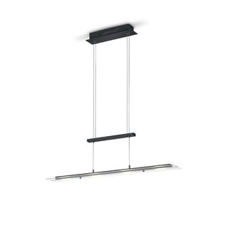Črna LED viseča svetilka s steklenim senčnikom Milos – Trio