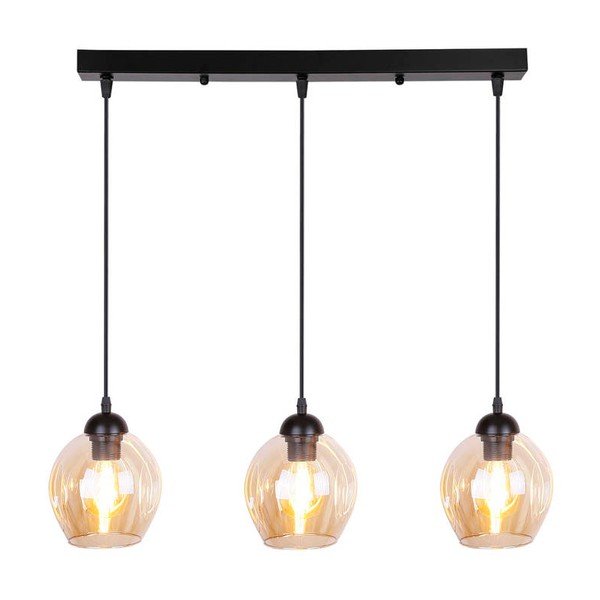 Črna viseča svetilka s steklenim senčnikom 14x70 cm Aspa - Candellux Lighting-image-2