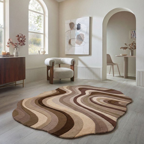 Rjava/bež ročno tkana volnena preproga 160x230 cm Envy Wool – Flair Rugs-image-1