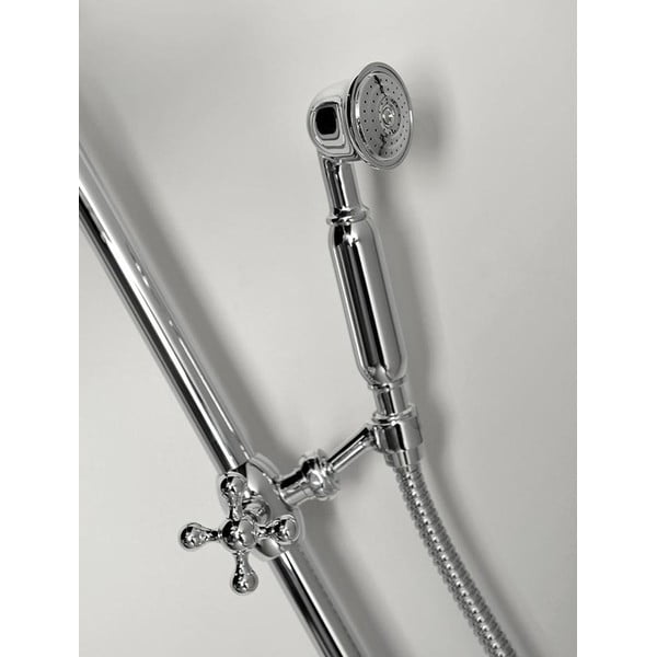 Medeninasta tuš garnitura v sijajno srebrni barvi s prho za glavo in ročno prho 142 cm Antea – Sapho-image-1