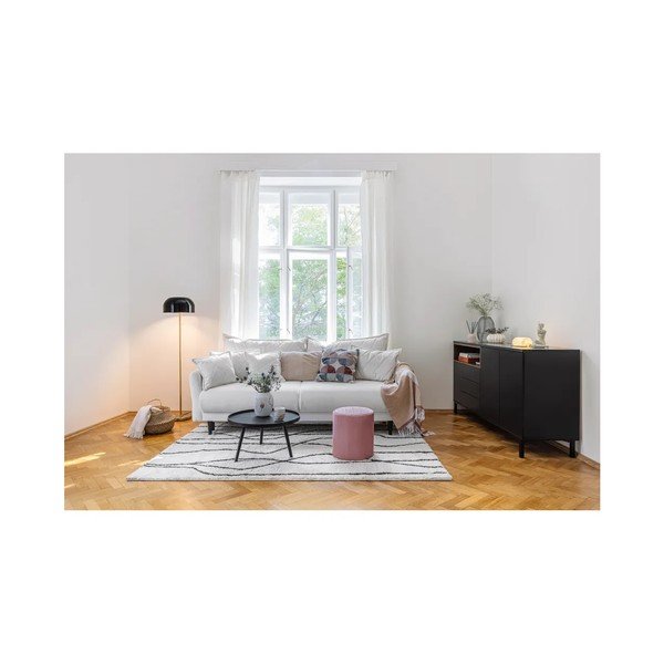 Bela raztegljiva/s prostorom za shranjevanje sedežna garnitura iz rebrastega žameta 215 cm Bjork – Bonami Selection-image-1