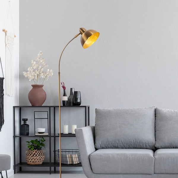 Medeninasta stoječa svetilka s kovinskim senčilom (višina 162 cm) Marzeo – Opviq lights-image-1