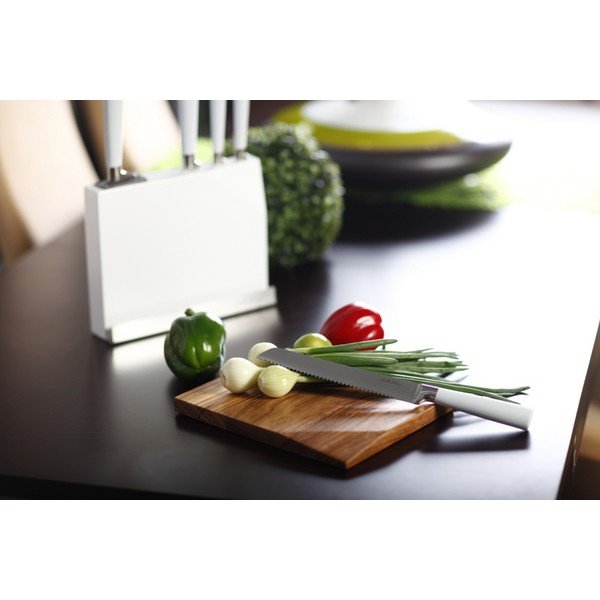 Komplet nožev s stojalom in desko za rezanje - bela-image-1