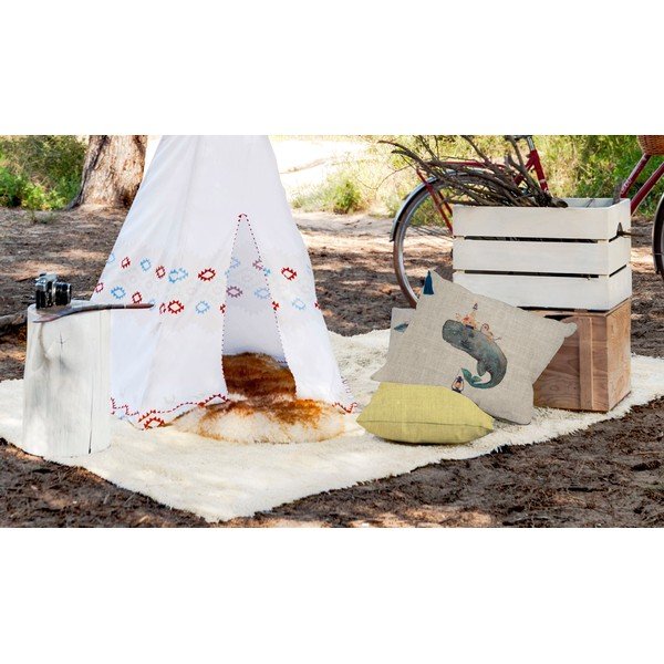 Komplet 2 okrasnih blaznih iz mešanice lana Little Nice Things Whale, 50 x 35 cm-image-1