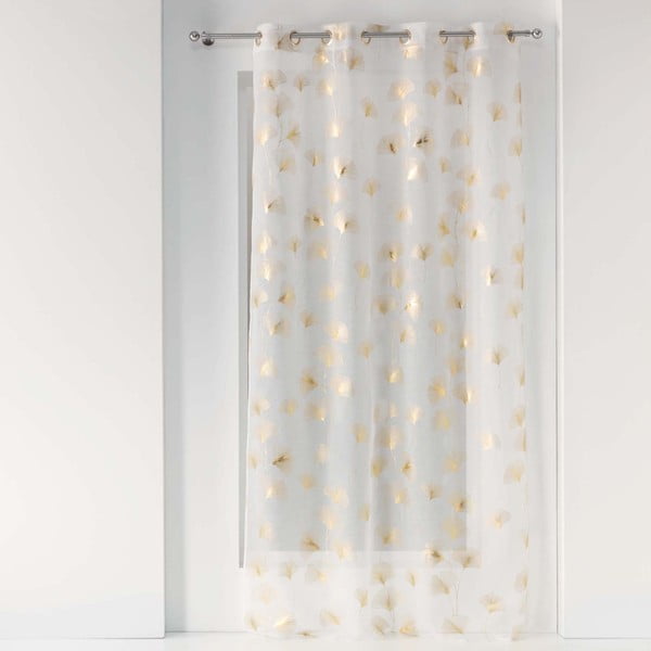 Zlato-bela prosojna zavesa iz tančice 140x240 cm Ginkgold – douceur d'intérieur