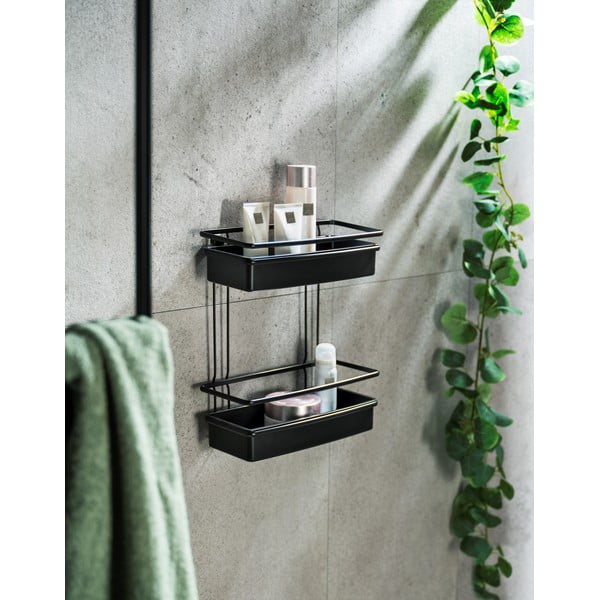 Črna polica za tuš Wenko Molinella, 30 x 35 cm-image-1