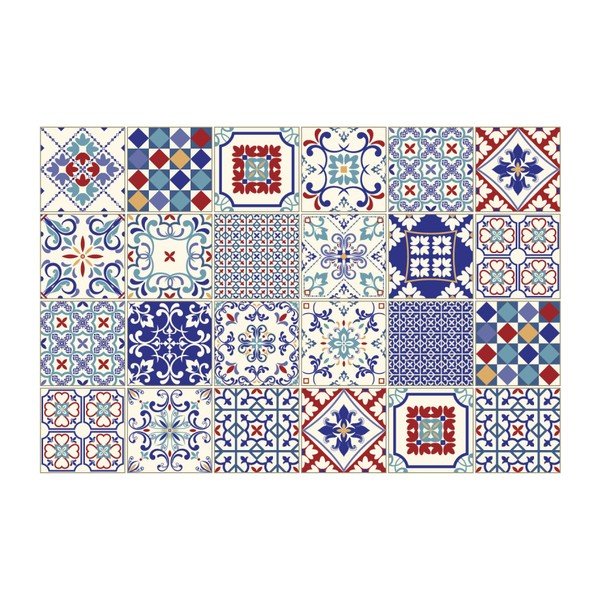 Komplet 24 stenskih nalepk Ambiance Wall Decal Cement Tiles Azulejos Sofiana, 10 x 10 cm-image-2
