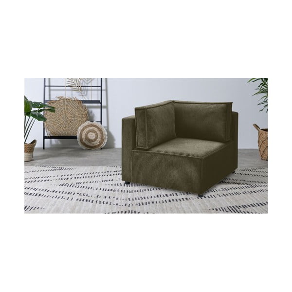 Svetlo zelen modul za sedežno garnituro iz rebrastega žameta (s kotom po izbiri) Nihad modular – Bobochic Paris-image-1