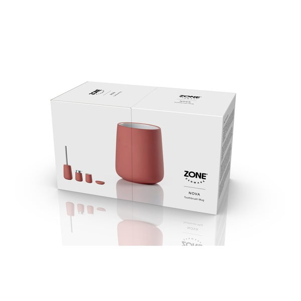 Svetlo rdeč lončen lonček za zobne ščetke Nova – Zone-image-3
