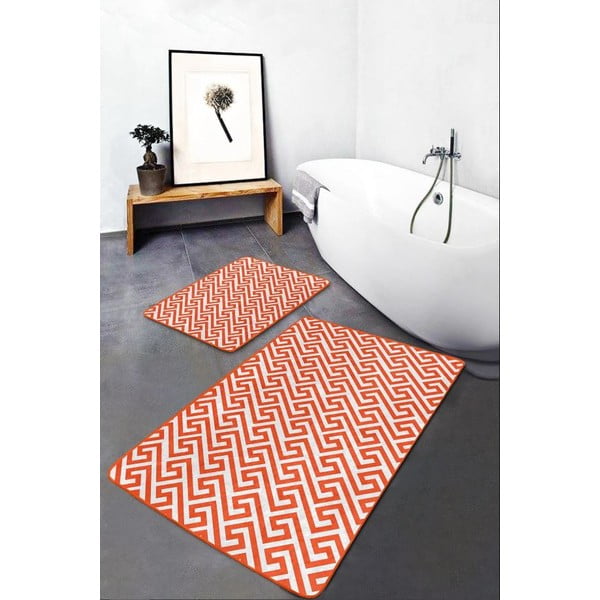 Oranžne žametne kopalniške preproge v kompletu 2 ks 60x100 cm – Mila Home-image-2