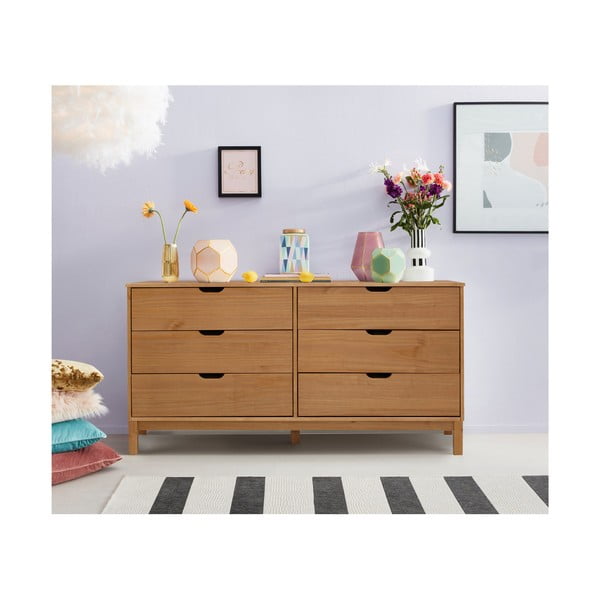 Nizka komoda iz masivnega bora v naravni barvi 150x75 cm Post – Støraa-image-1