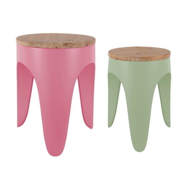 Zeleni/rožnati kovinski stolčki v kompletu 2 ks Double Funky – Leitmotiv