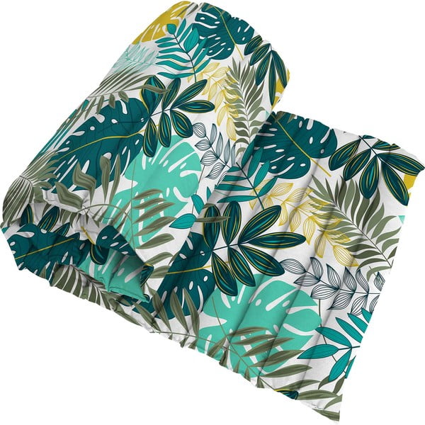 Belo-modrozelena vrtna sedežna blazina za ležalnik 60x180 cm Sweet Jungle – douceur d'intérieur