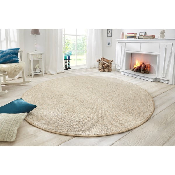 Kremno bela okrogla preproga ø 133 cm Wolly – BT Carpet-image-1
