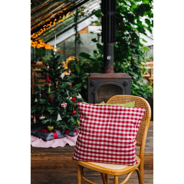 Lanena prevleka za blazino 50x50 cm Red Gingham – Linen Tales-image-3