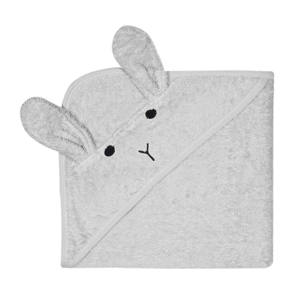 Siva bombažna otroška brisača s kapuco Kindsgut Rabbit
