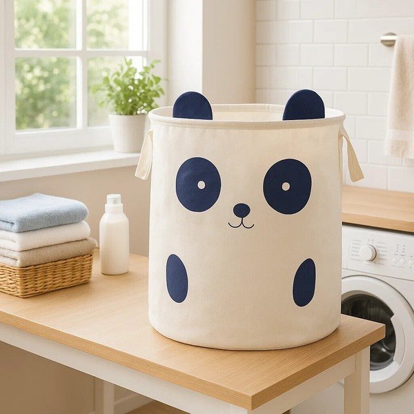 Bela tekstilna otroška škatla za shranjevanje ø 38x48 cm Mimo Panda Face – Premier Housewares-image-4