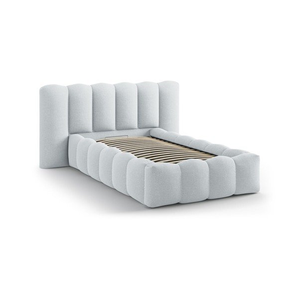 Svetlo siva oblazinjena postelja s prostorom za shranjevanje in z letvenim dnom 90x200 cm Lupine – Micadoni -image-2