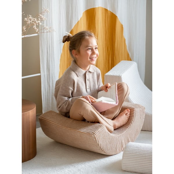 Kremno belo otroško igrišče iz pene iz rebrastega žameta 3 ks višina 37 cm 75x49 cm Rainbow Montessori – Wigiwama-image-2