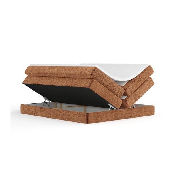 Oranžna boxspring postelja s prostorom za shranjevanje in brez vzglavja 140x200 cm Juniper – Maison de Rêve-image-2