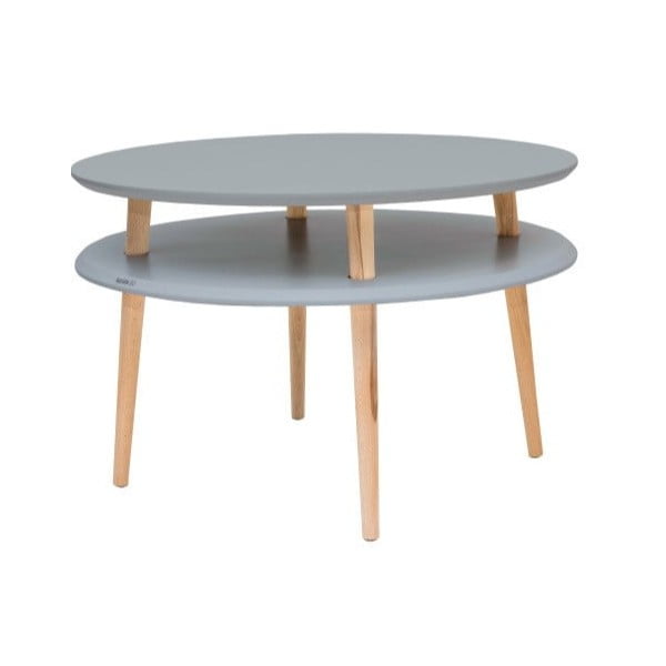 Temno siva mizica z naravnimi nogami Ragaba UFO, Ø 70 cm
