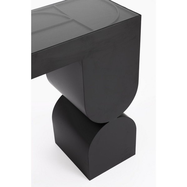 Črna stranska mizica s stekleno mizno ploščo 32x120 cm Archie – Bizzotto-image-4