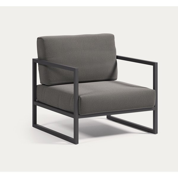 Temno siv kovinski vrtni fotelj Comova – Kave Home-image-3