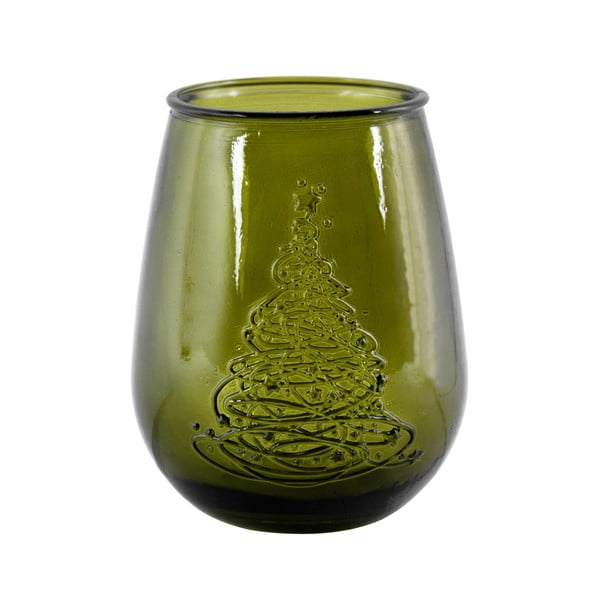 Zelena steklena vaza z božičnim motivom Ego Dekor Arbol de Navidad, višina 13 cm
