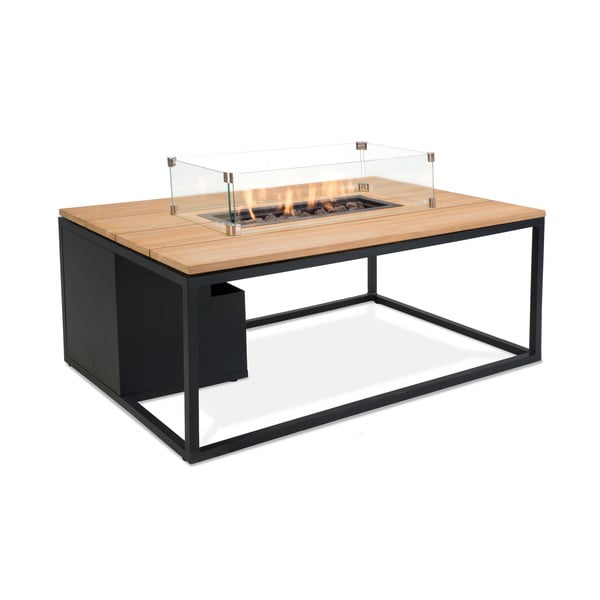 Črna vrtna miza s tikovo ploščo in kaminom COSI COSIloft, 120 x 80 cm-image-2