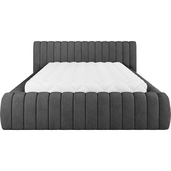 Temno siva oblazinjena zakonska postelja s prostorom za shranjevanje in z letvenim dnom 140x200 cm Carilla – ELTAP-image-4