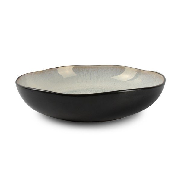 Črn/bež jušni krožnik iz kamenine ø 22,5 cm Lunar – Salt&Pepper